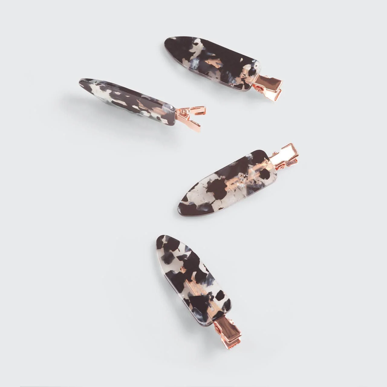 KITSCH - Eco-Friendly Creaseless Clips 4pc Set - Black Terrazzo - Image 5