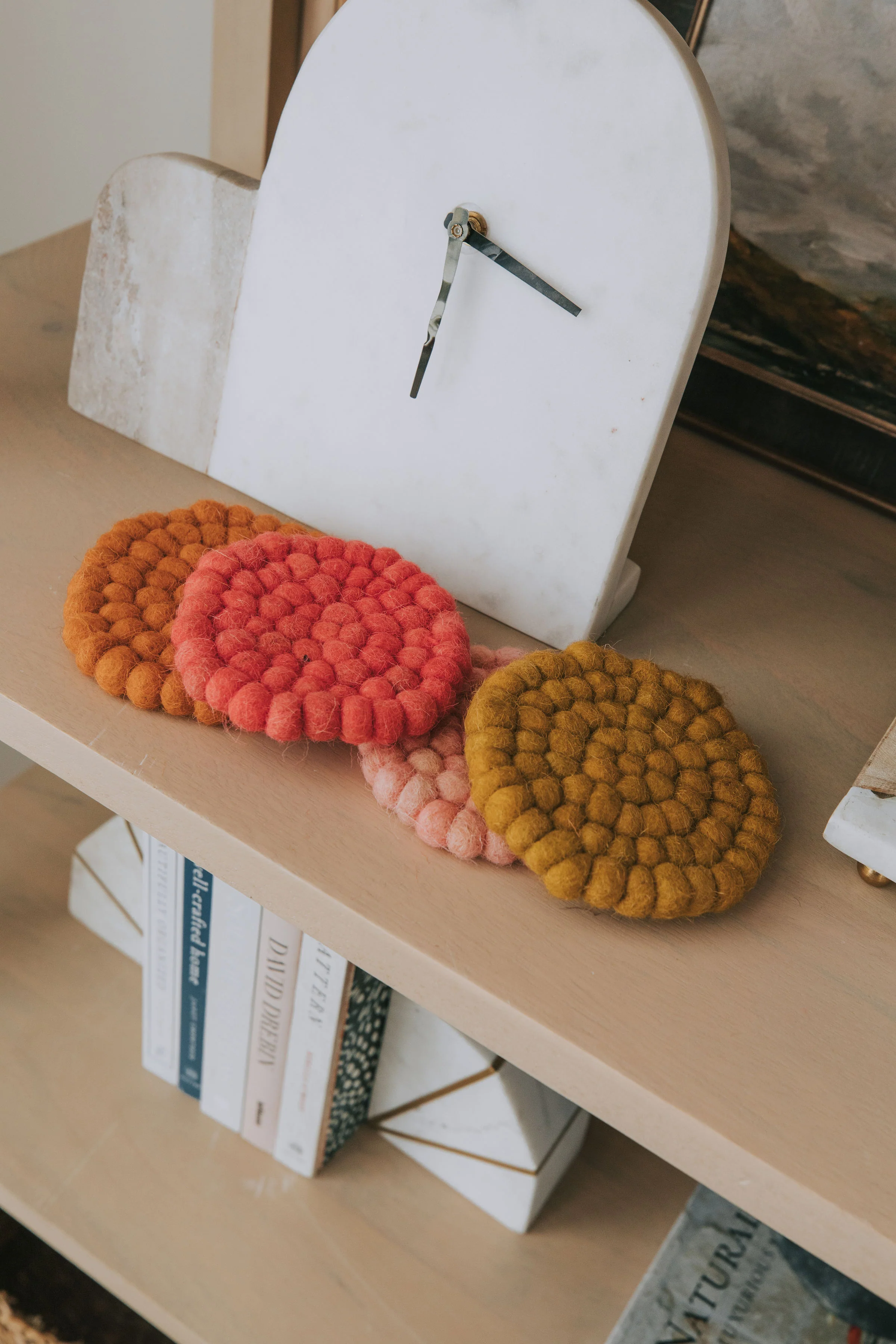 Handmade Wool Felt Ball Coasters - Image 2