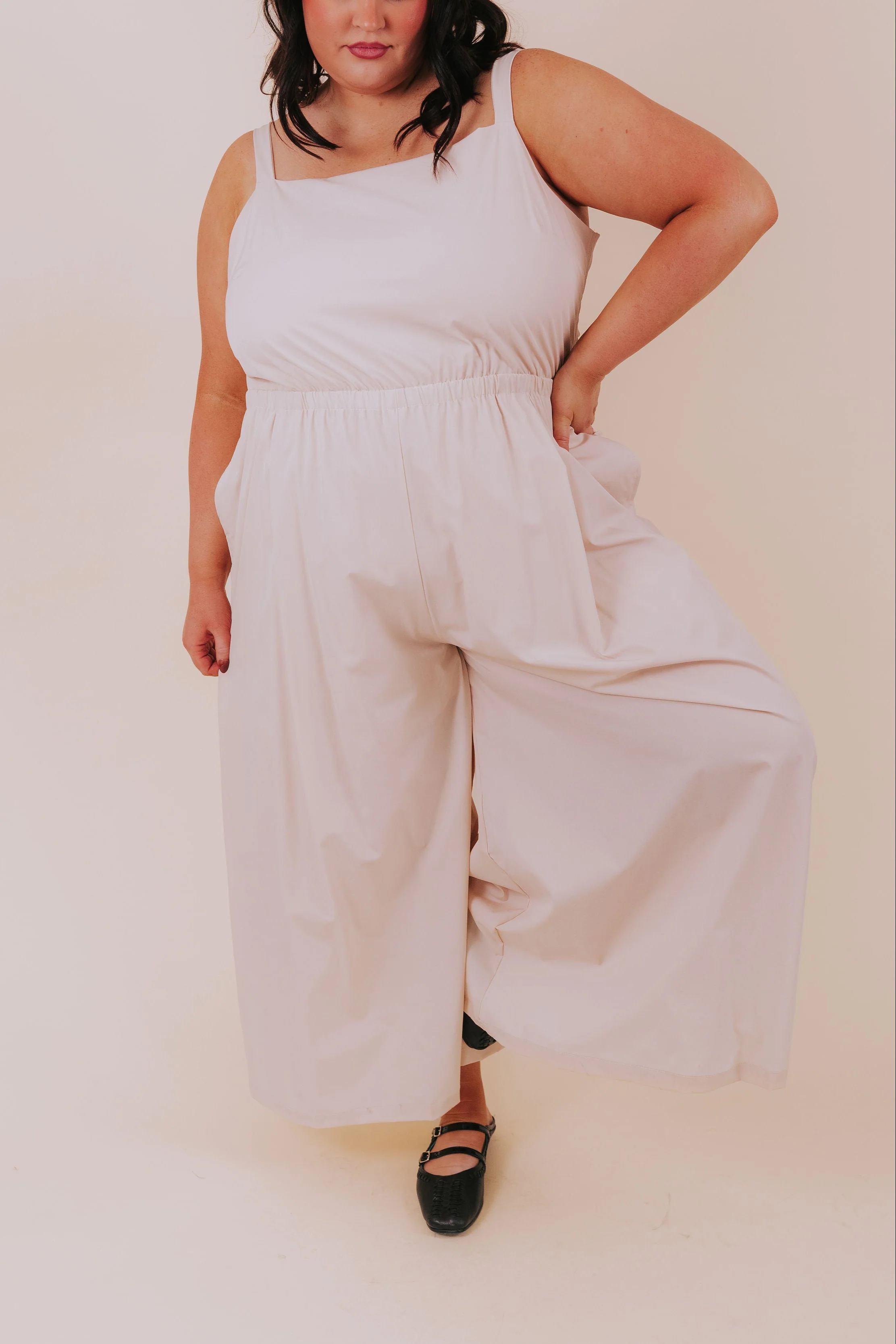 PLUS SIZE - Back In Beige Jumpsuit - Image 2